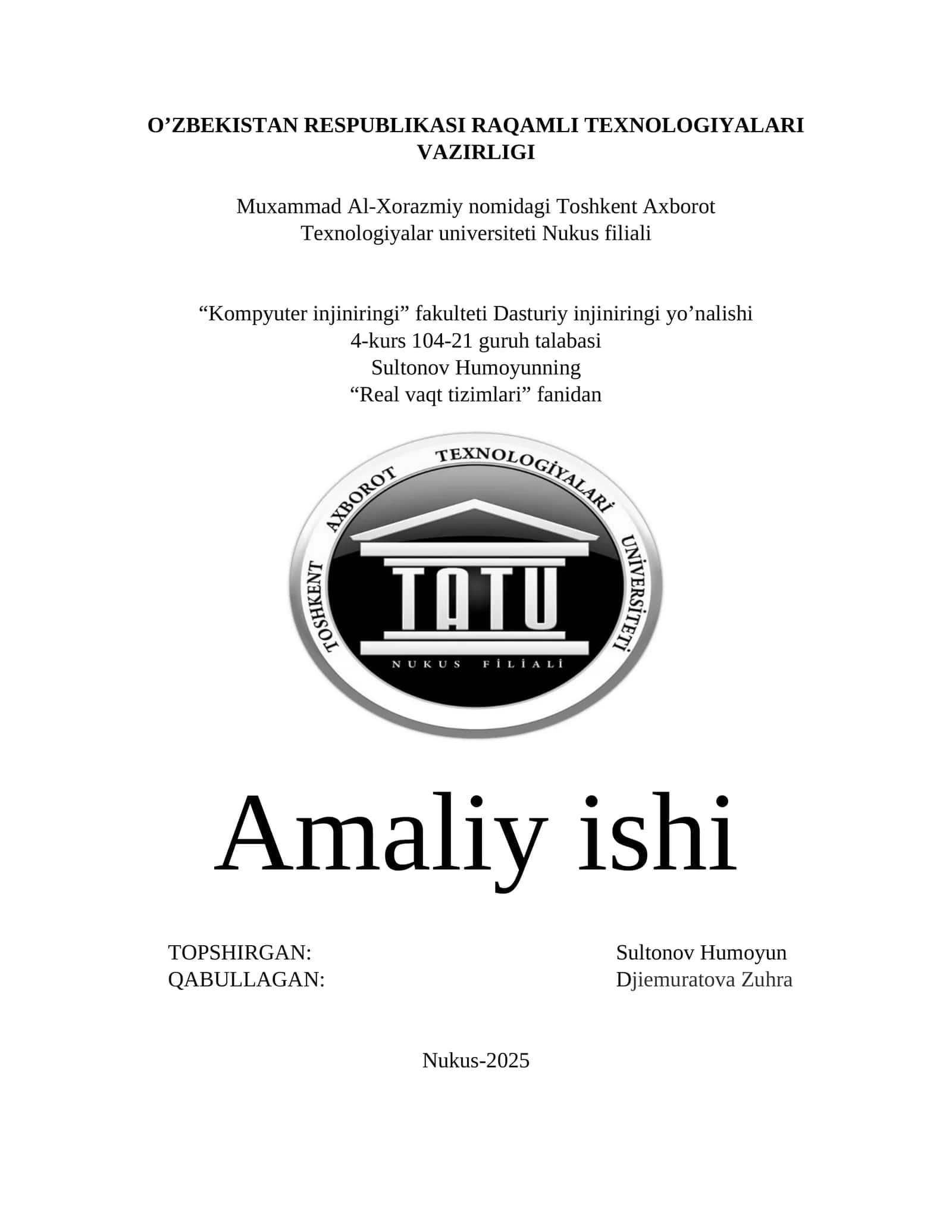 Real vaqt tizimlari 1