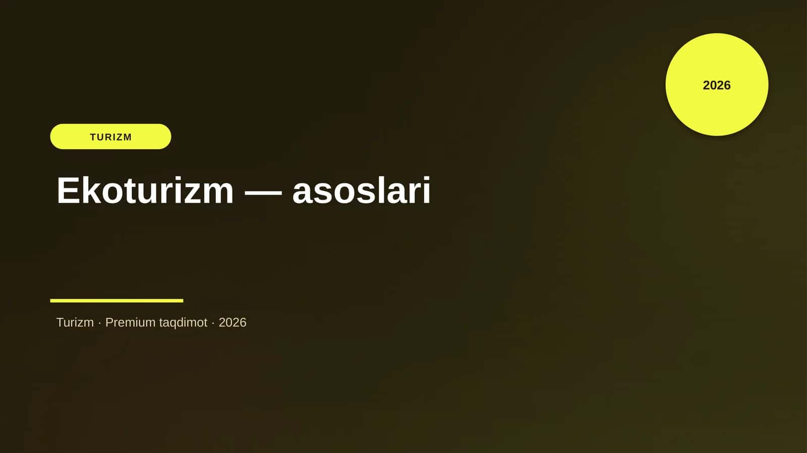 Ekoturizm — asoslari 1