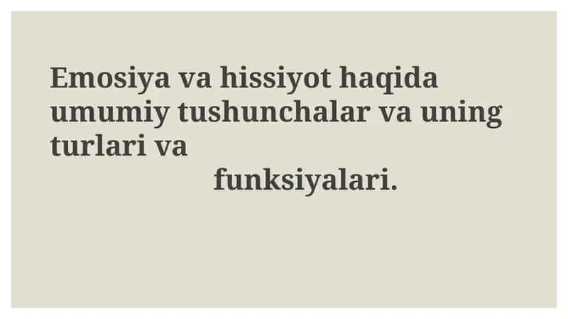 Emotsiya va Tuyg'ular 1