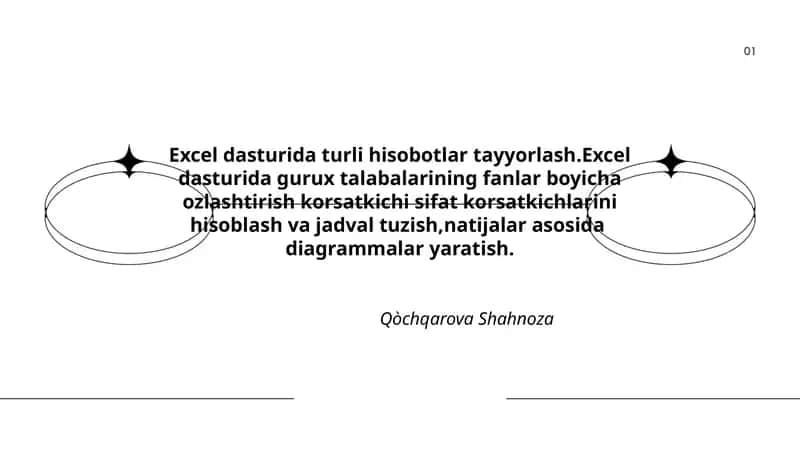 Excel dasturida turli hisobotlar tayyorlash 1