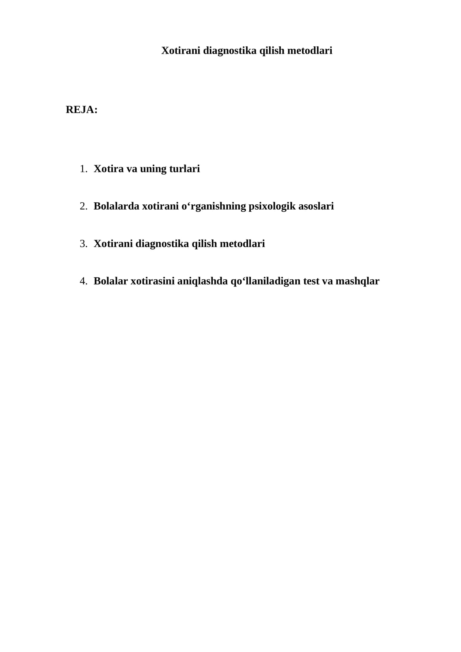 Xotirani diagnostika qilish metodlari 1