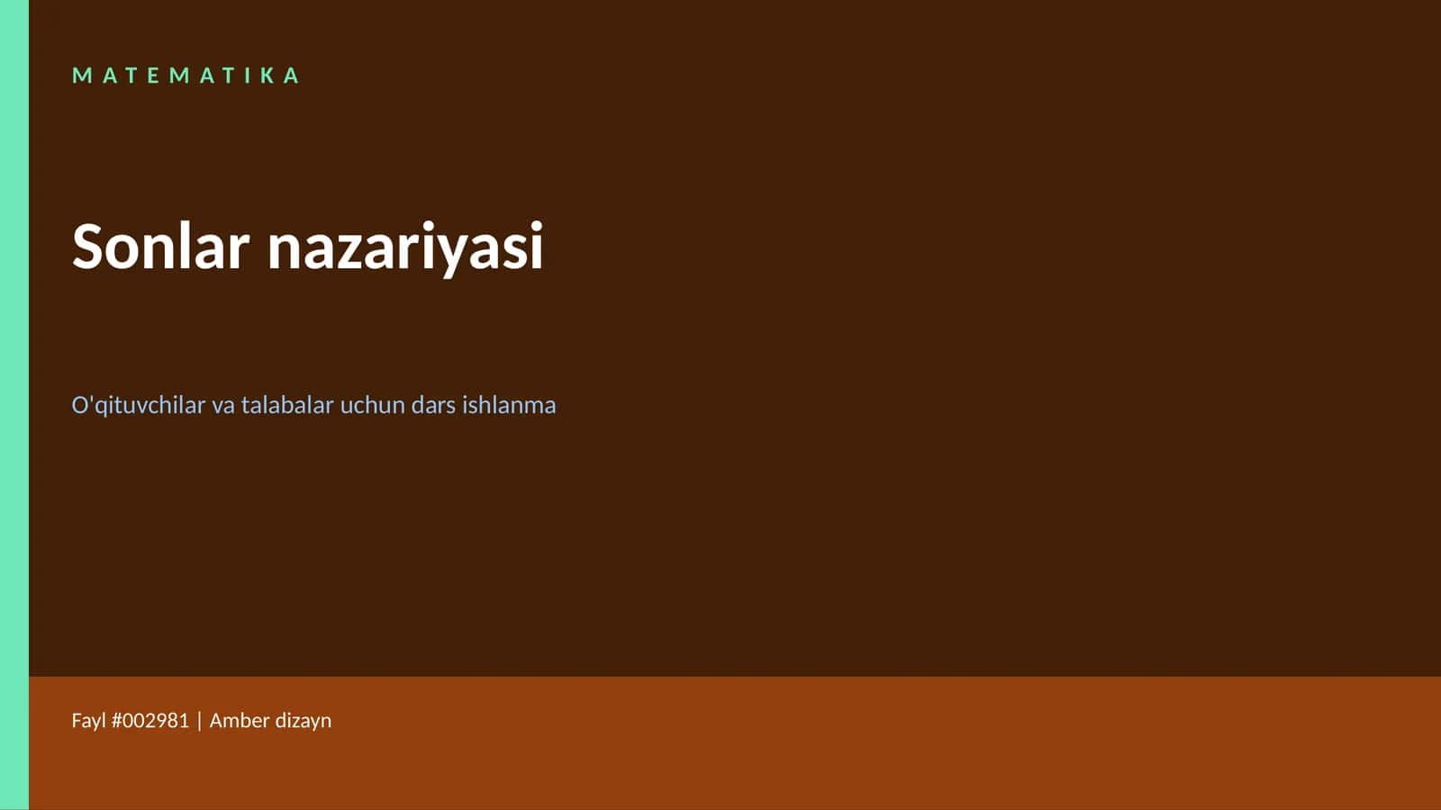 Matematika Sonlar nazariyasi 1