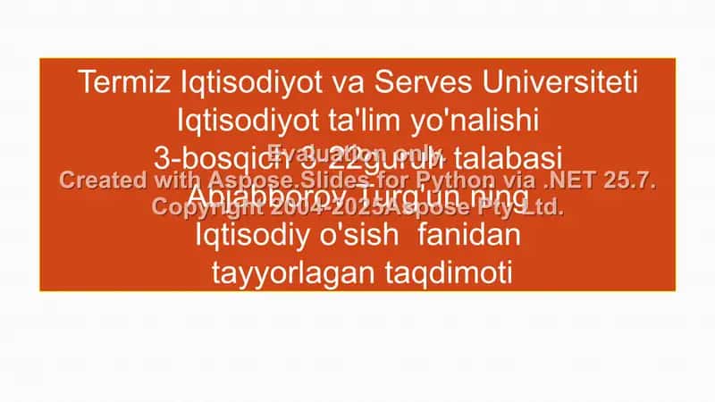 Iqtisodiy O'sish 1