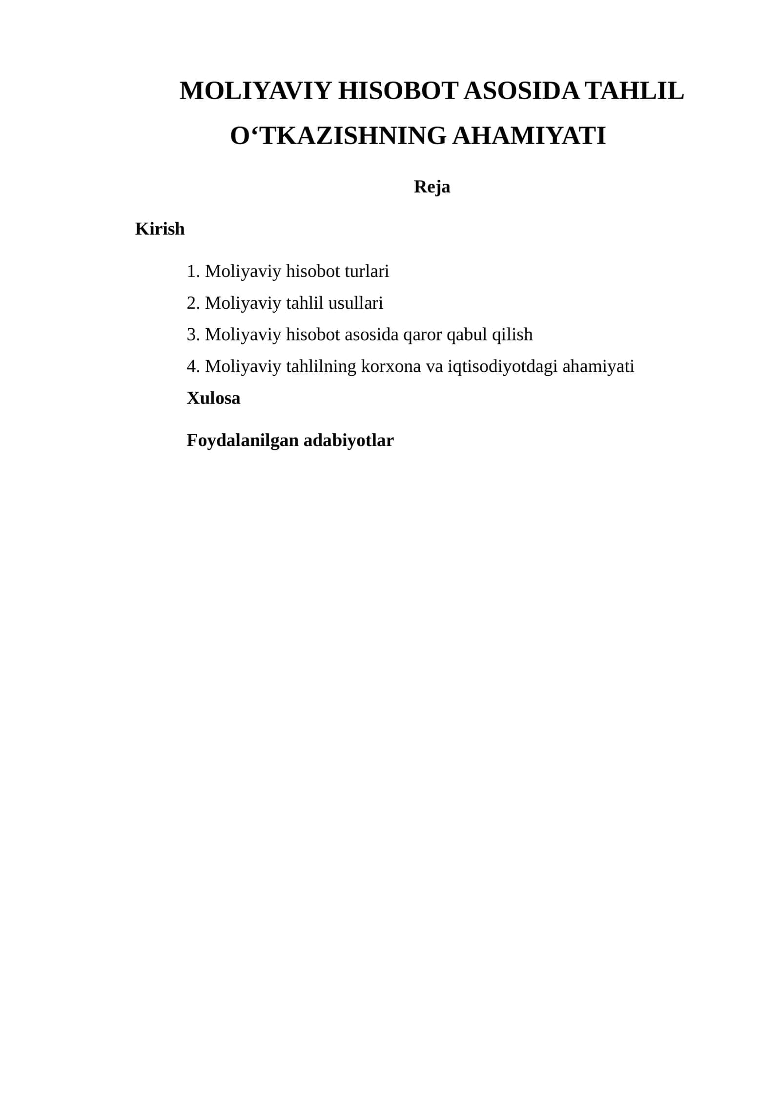 Moliyaviy hisobotning ahamiyati 1