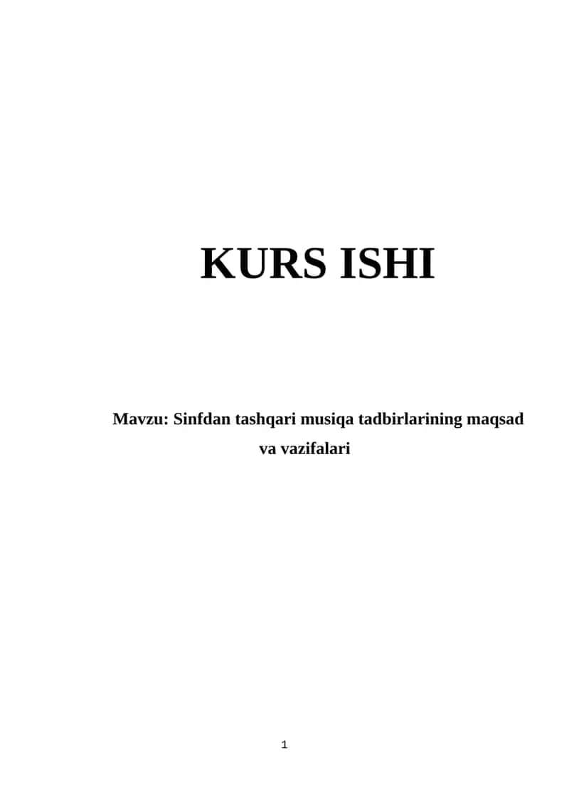 Sinfdan tashqari musiqa tadbirlarining maqsad va vazifalari 1