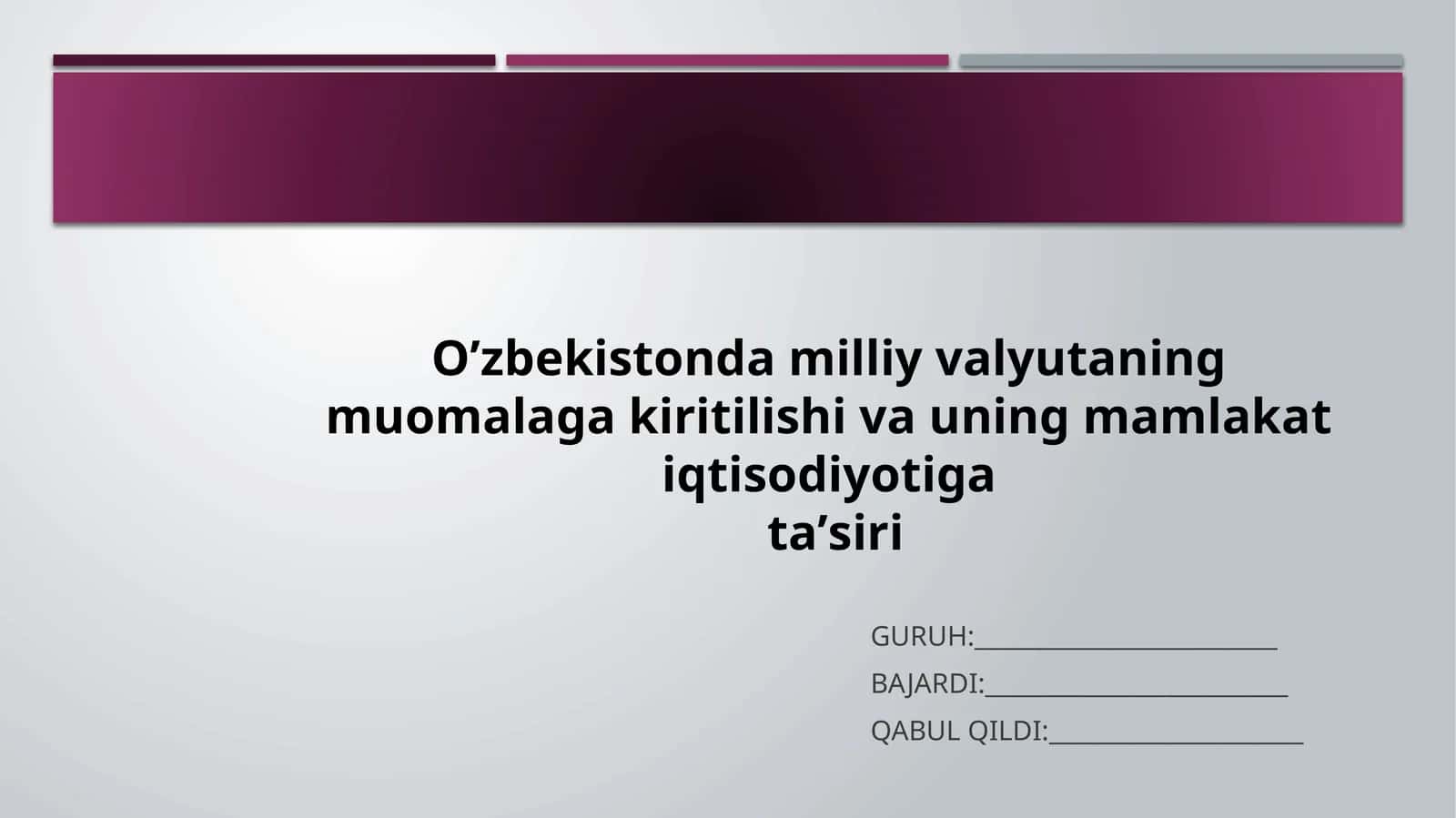 O'zbekiston iqtisodiyoti va milliy valyuta 1