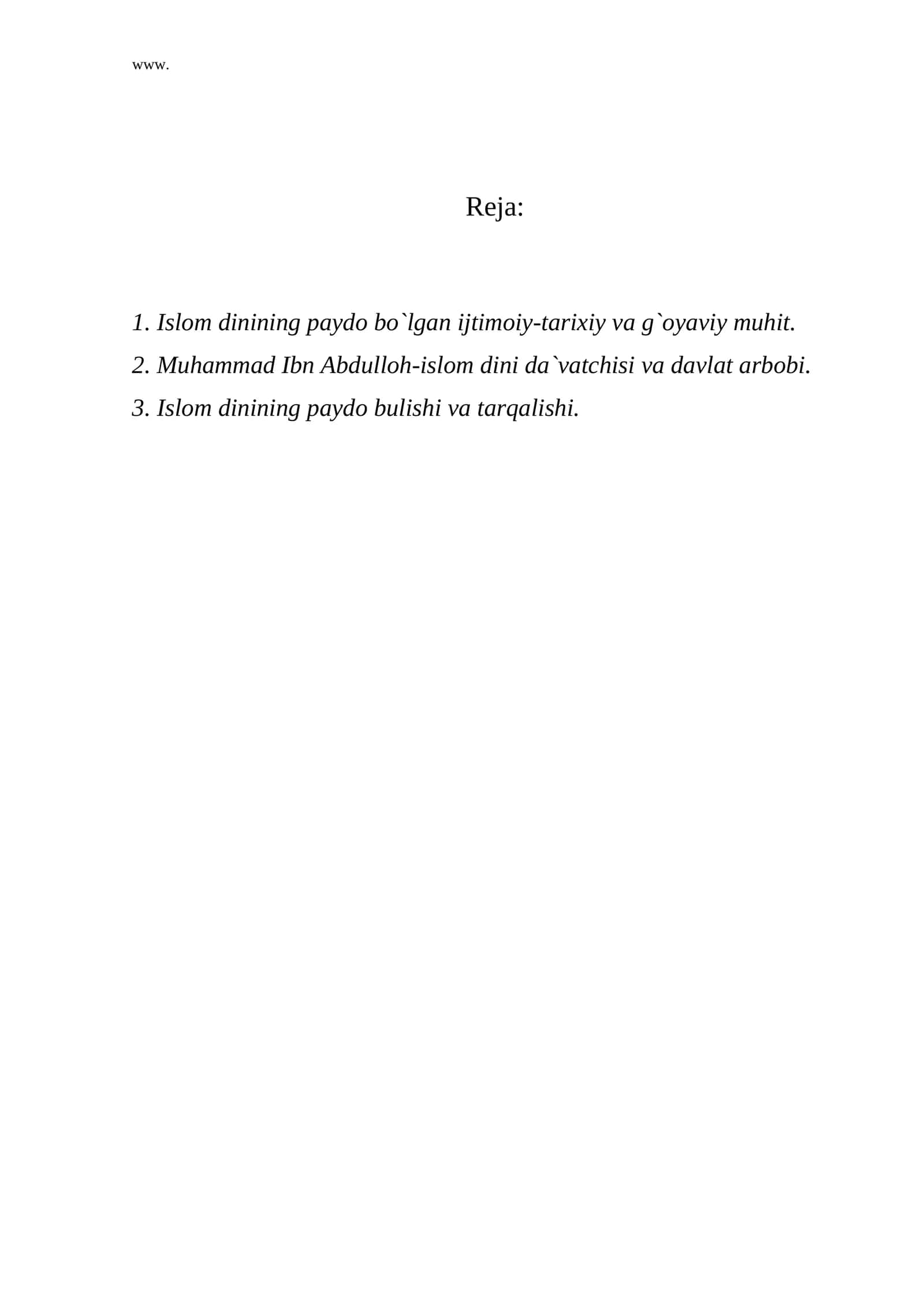 Islom dinining paydo bo`lgan ijtimoiy-tarixiy va g`oyaviy muhit 1