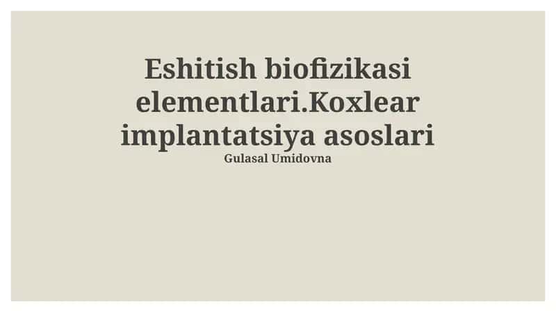 Eshitish biofizikasi elementlari 1