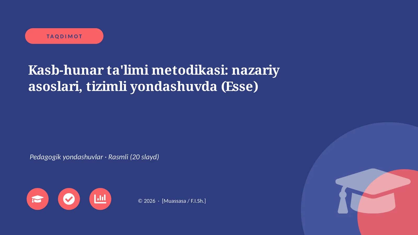 Kasb-hunar ta'limi metodikasi: nazariy asoslari, tizimli yondashuvda (Esse) 1