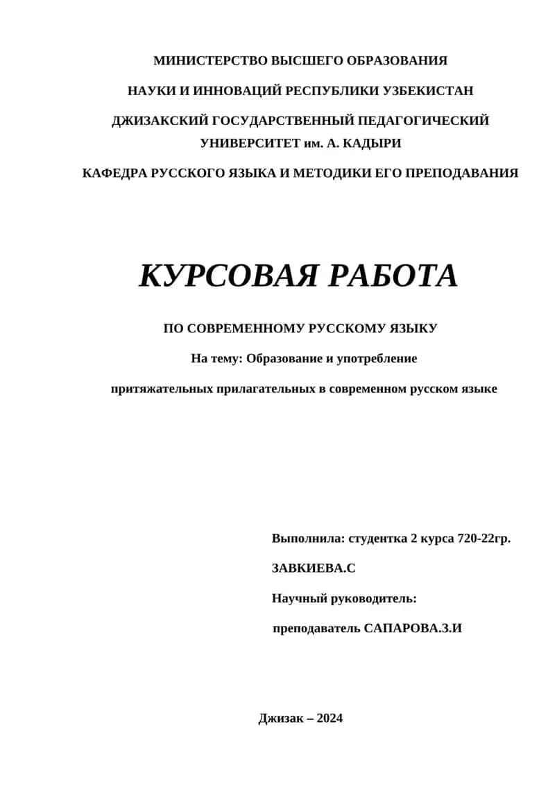 Курсовая работа по современному русскому языку 1