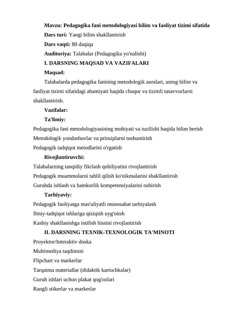 Pedagogika fani metodologiyasi 1