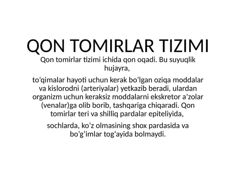 Qon tomirlar tizimi 1