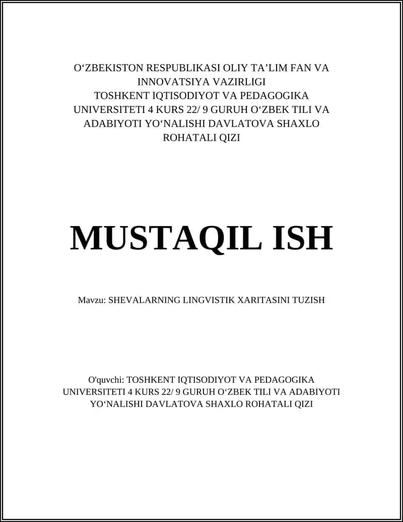 SHEVALARNING LINGVISTIK XARITASINI TUZISH 1