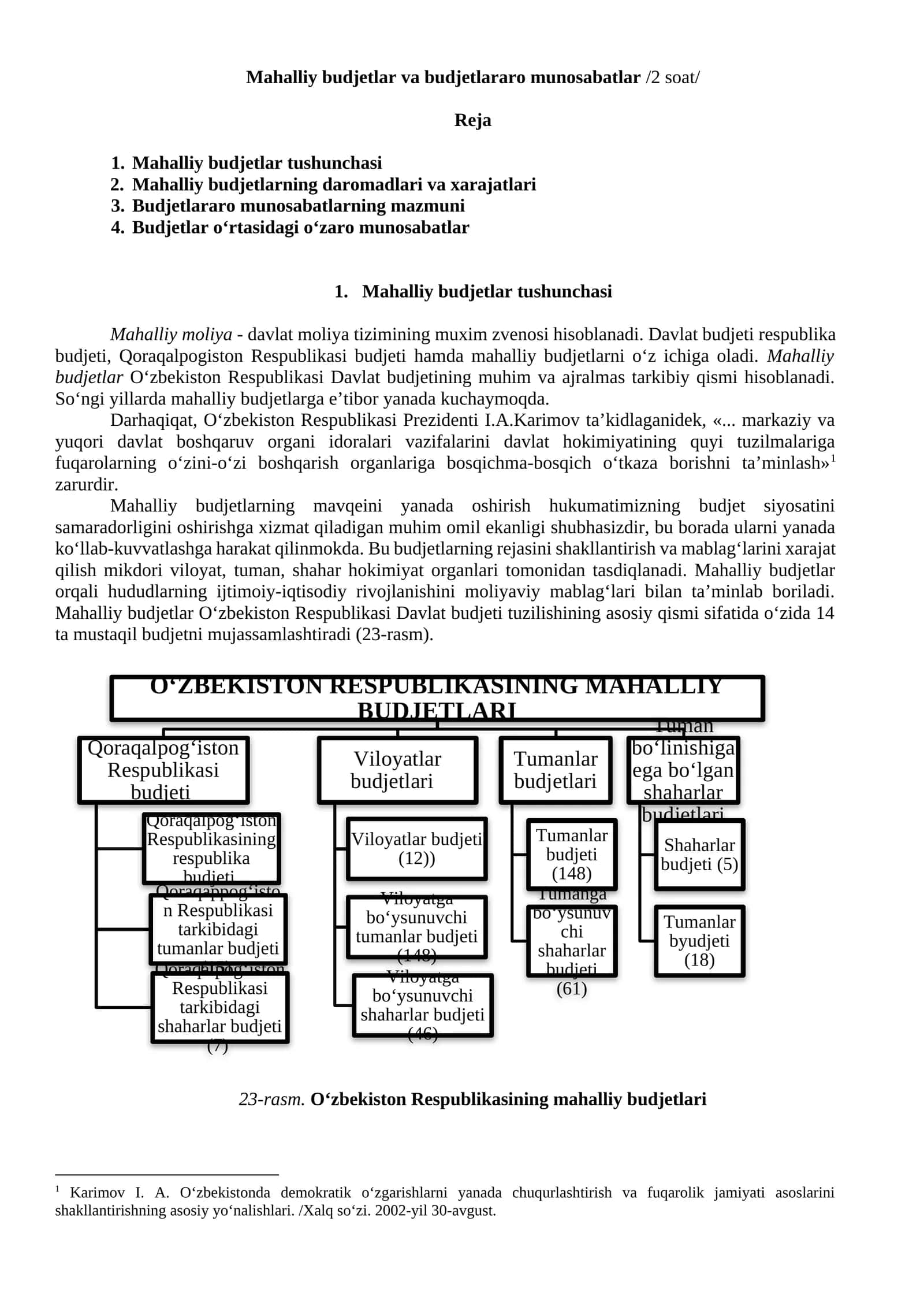 Mahalliy budjetlar va budjetlararo munosabatlar 1