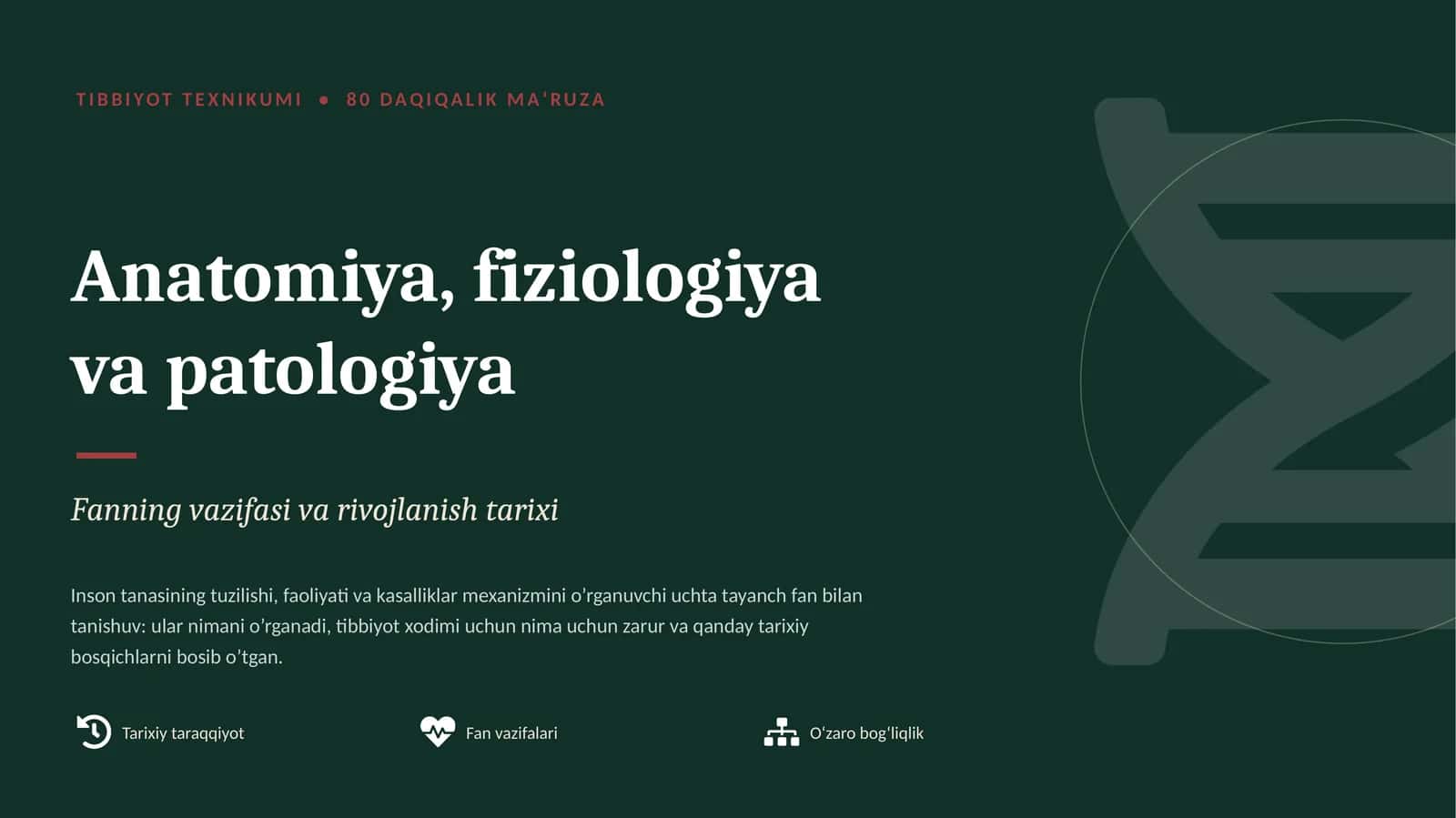 Tibbiyot Texnikumi 80 Daqiqalik Ma'ruza 1