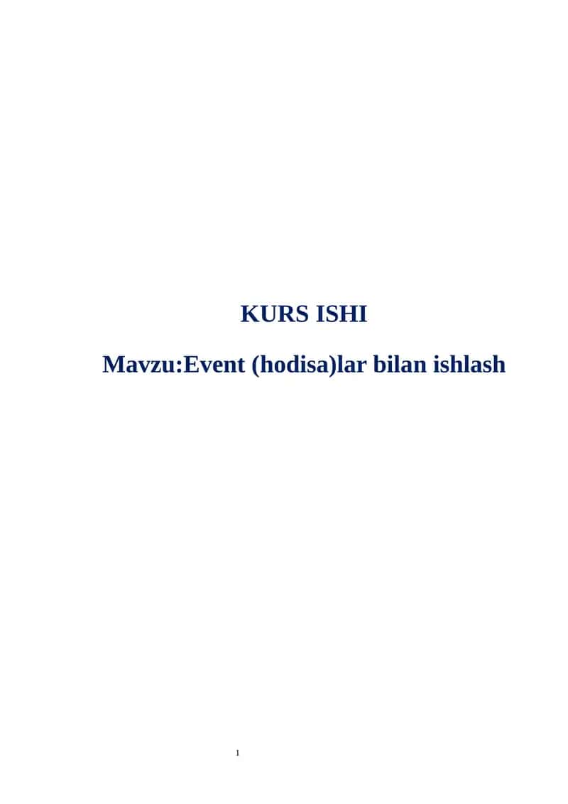 Event (hodisa)lar bilan ishlash 1