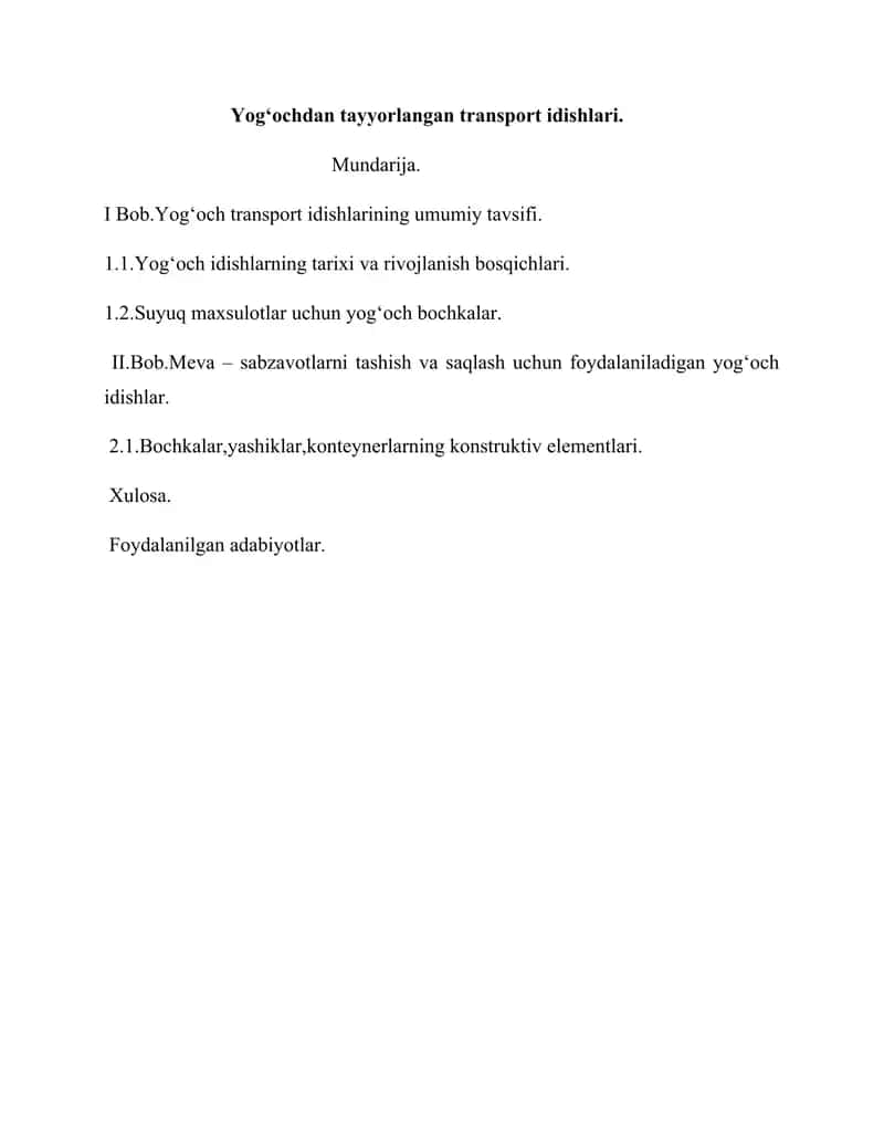 Yogʻochdan tayyorlangan transport idishlari 1
