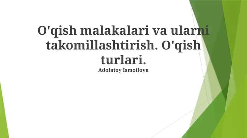 O'qish malakalari 1