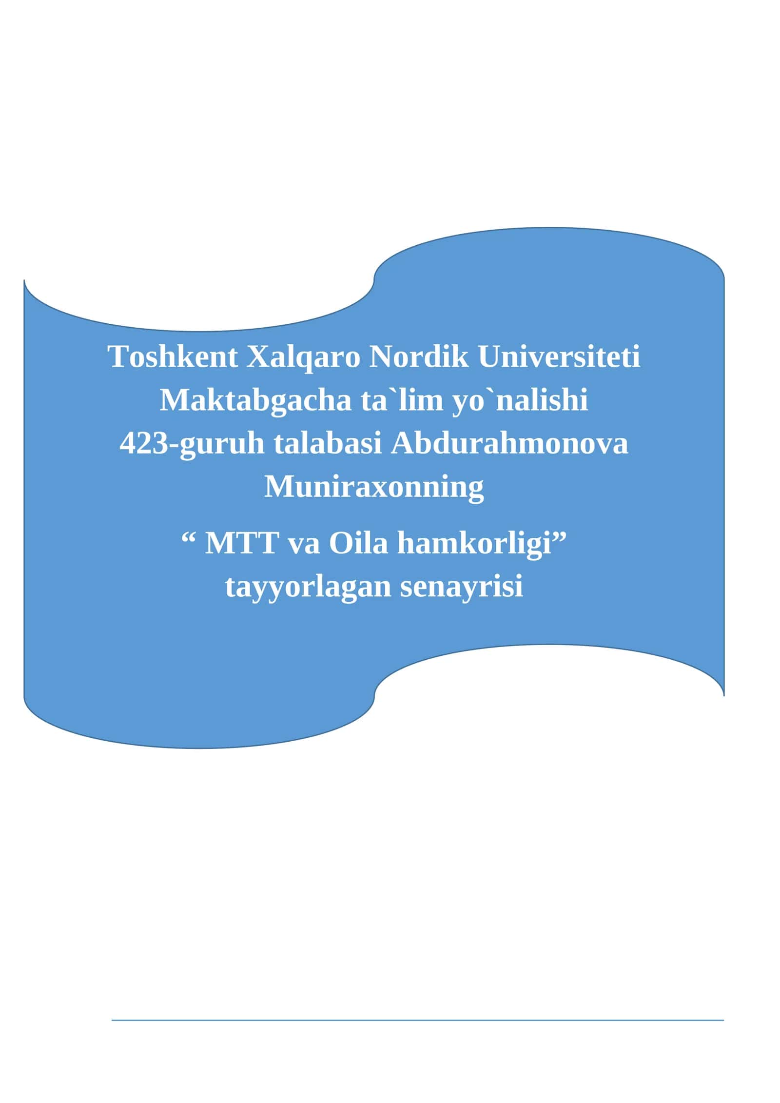 MTT va Oila hamkorligi senayrisi 1