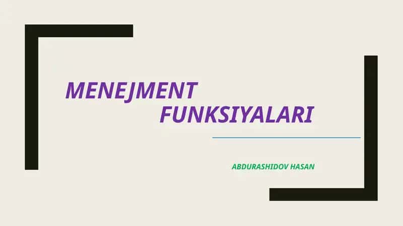 Menejment funksiyalari 1
