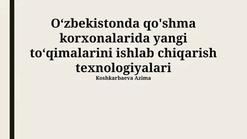 Ishlab chiqarish texnologiyalari 1