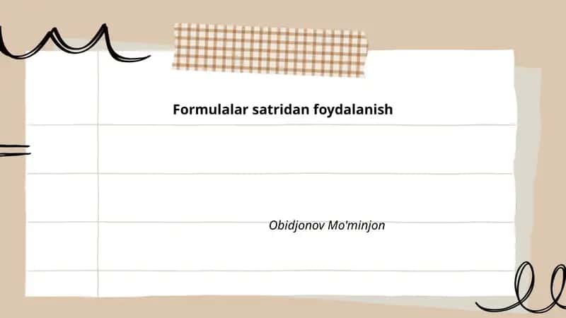 Formulalar satridan foydalanish 1