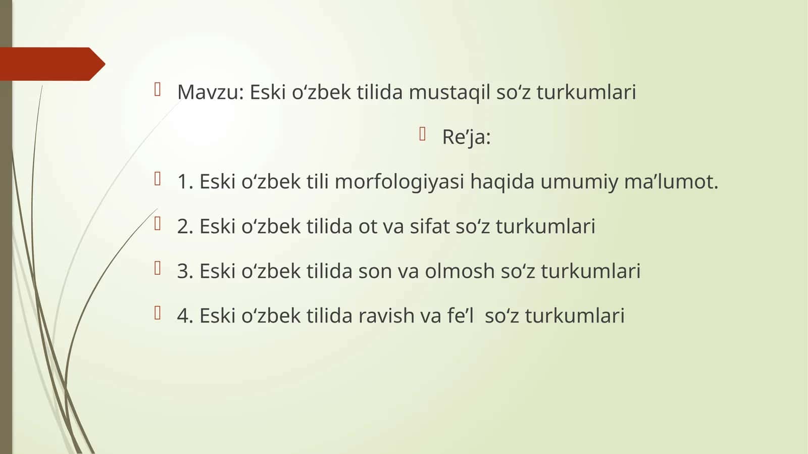 Eski o‘zbek tilida mustaqil so‘z turkumlari 1