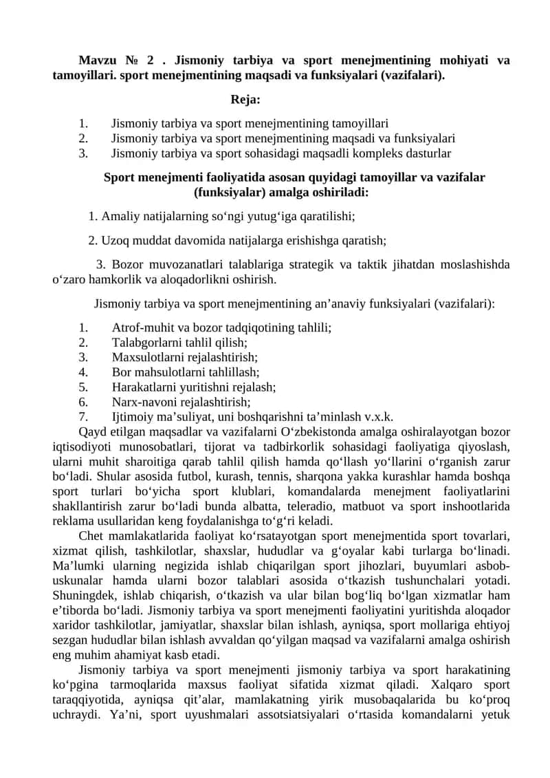 Jismoniy tarbiya va sport menejmenti 1