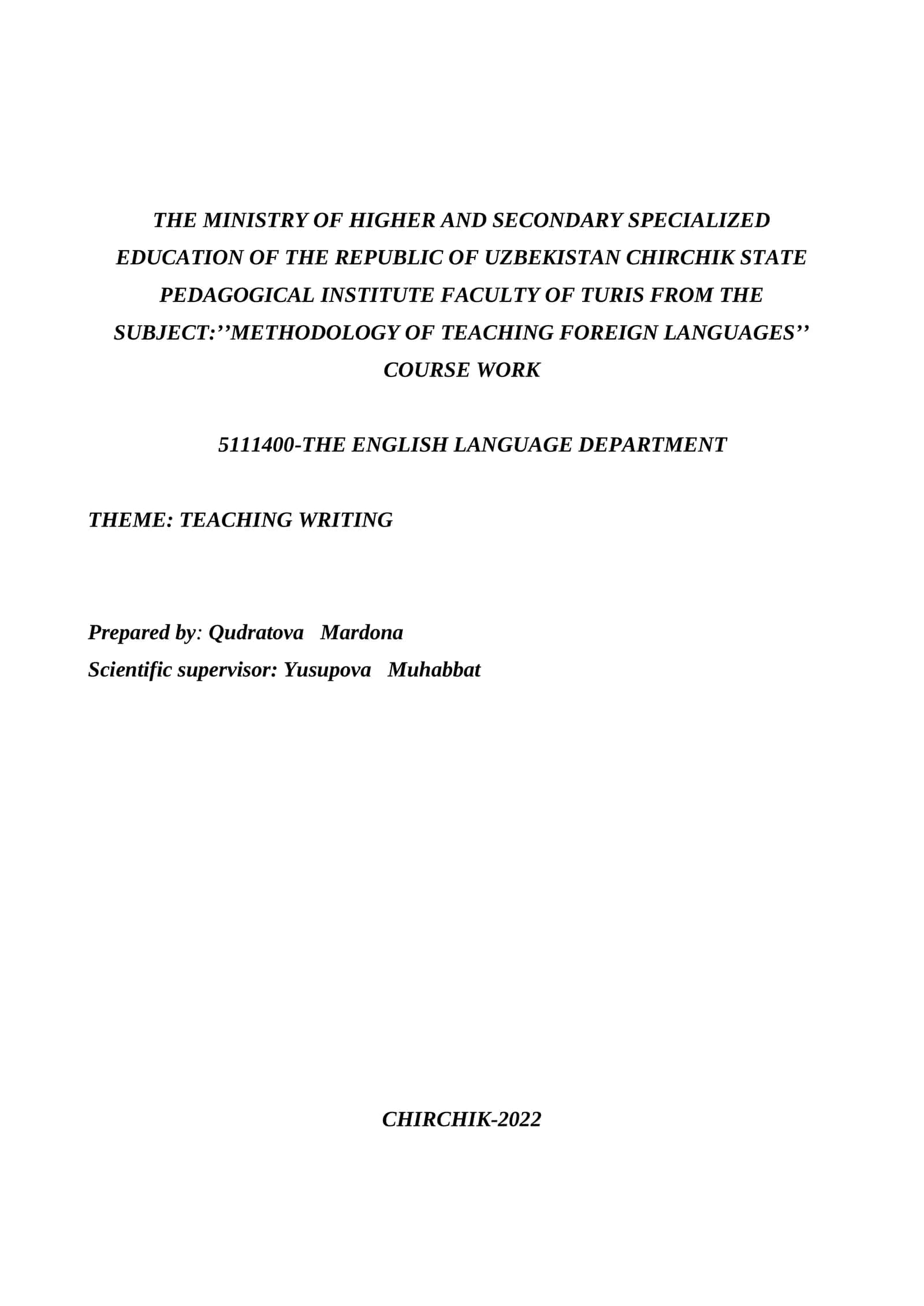 TEACHING WRITING 1