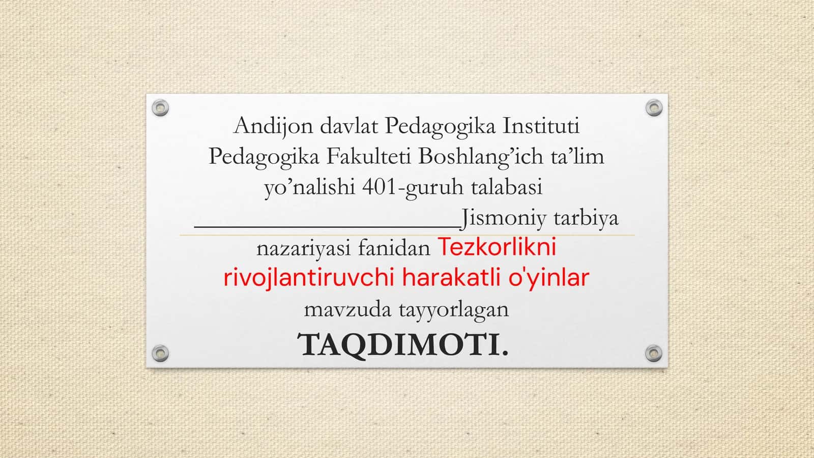 Tezkorlikni rivojlantiruvchi harakatli o'yinlar 1