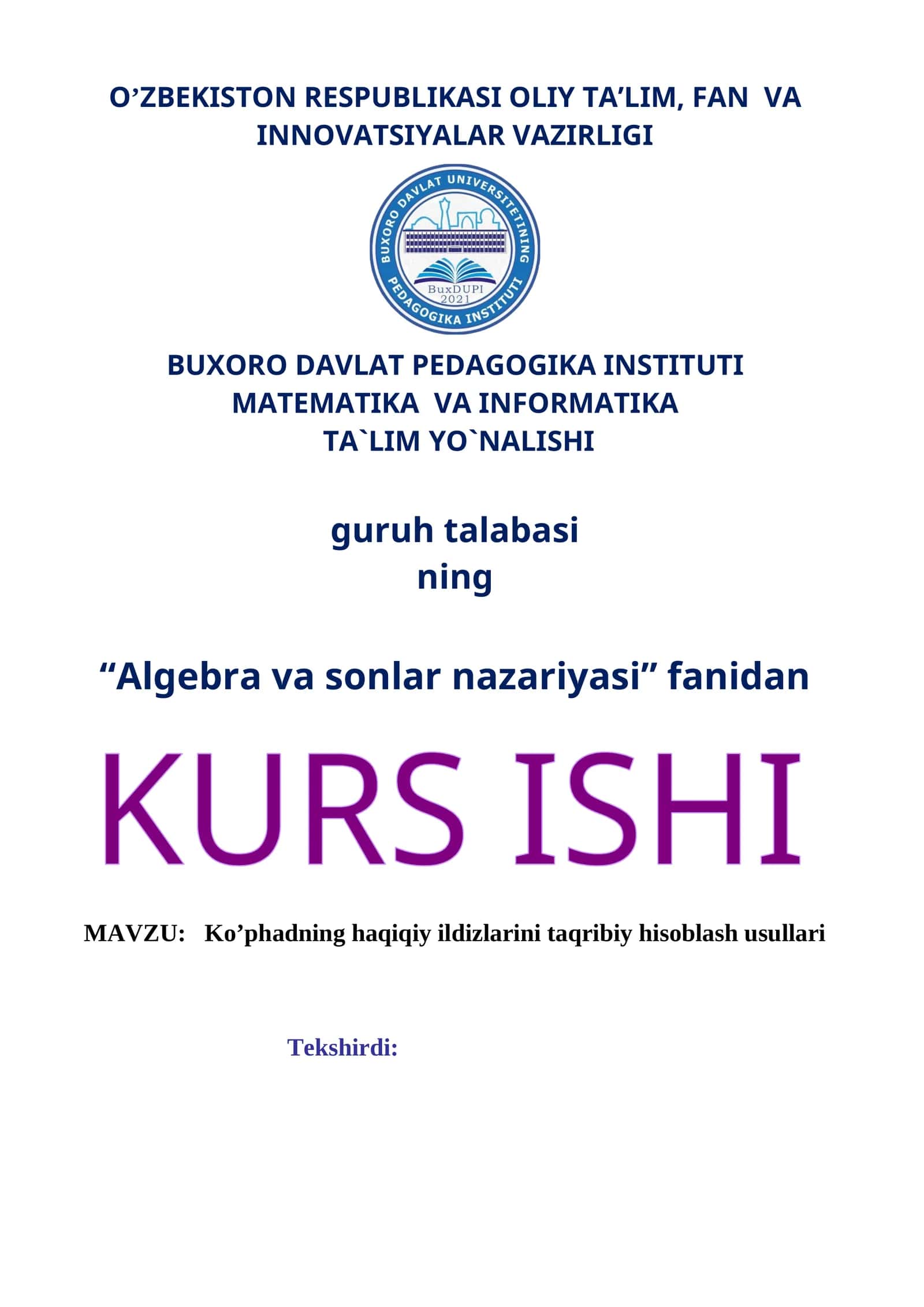Ko’phadning haqiqiy ildizlarini taqribiy hisoblash usullari 1