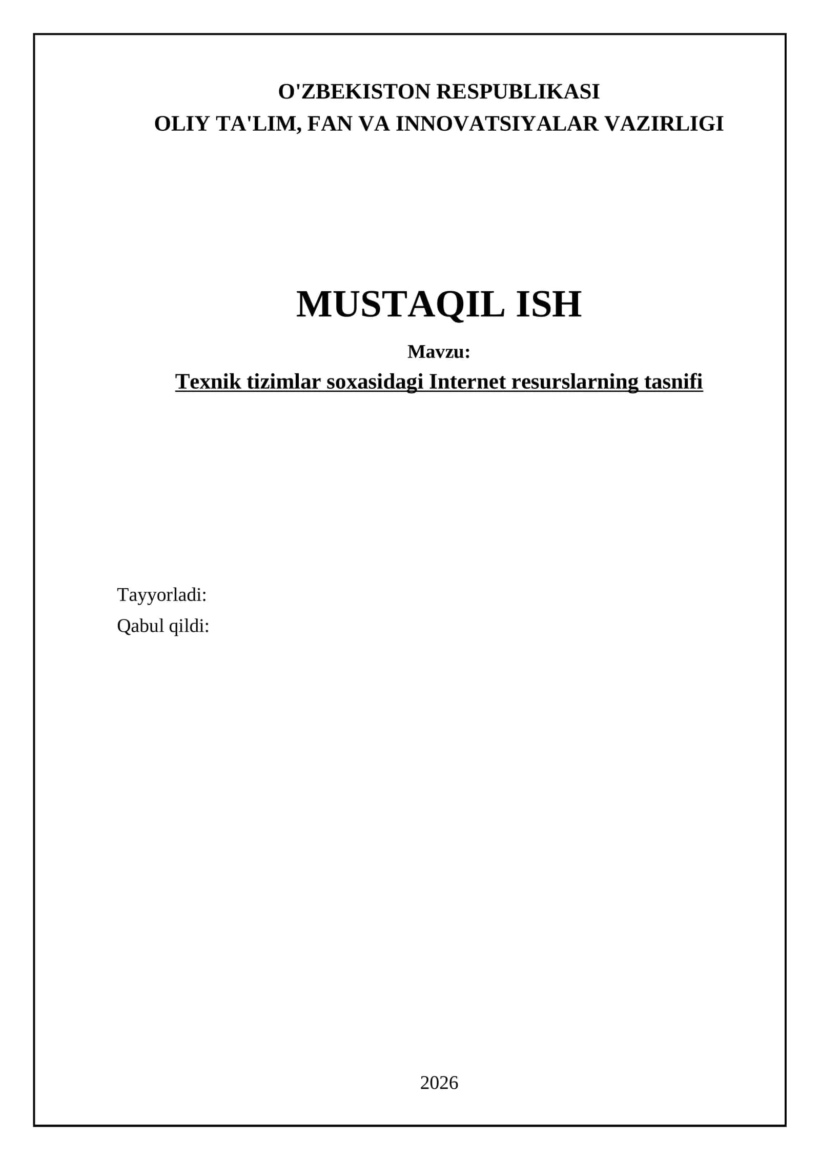 Texnik tizimlar soxasidagi Internet resurslarning tasnifi 1