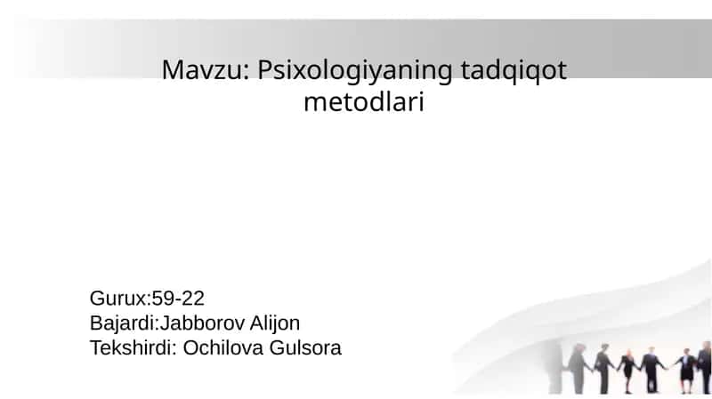 Psixologiyaning tadqiqot metodlari 1