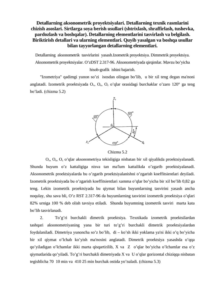 Detallarning aksonometrik proyektsiyalari 1