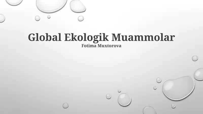 Global Ekologik Muammolar 1