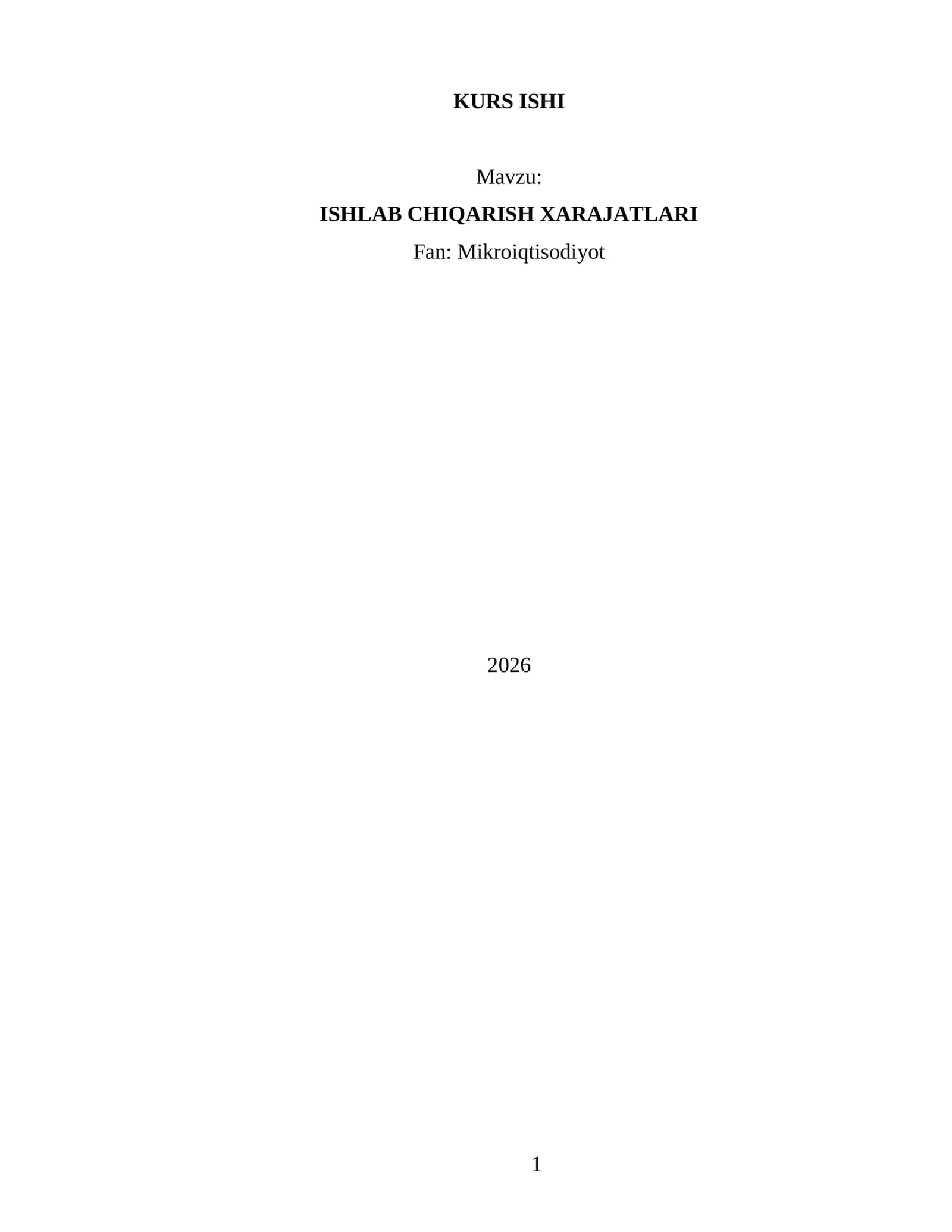 ISHLAB CHIQARISH XARAJATLARI 1
