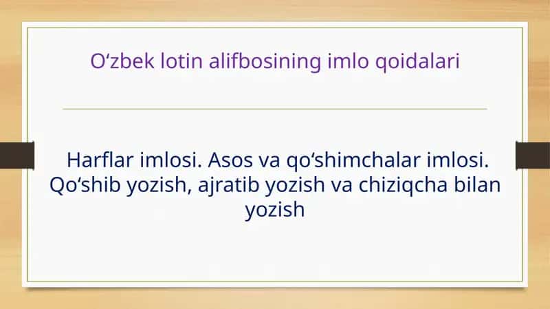 O‘zbeklotinalifbosining imlo qoidalari 1