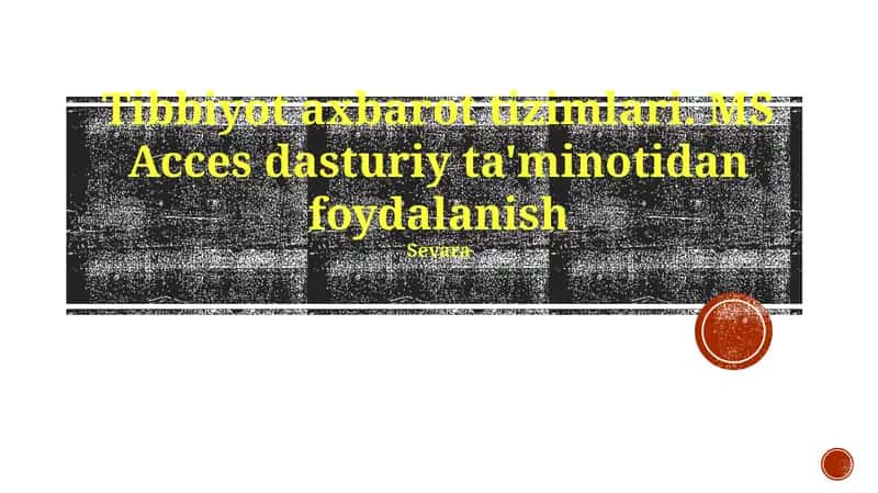Tibbiyot Axborot Tizimlari 1