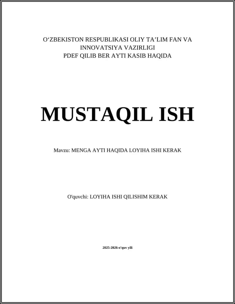 MENGA AYTI HAQIDA LOYIHA ISHI KERAK 1