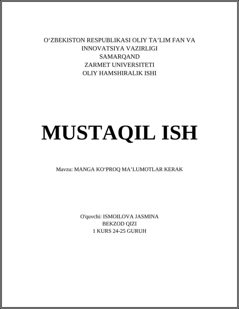 MANGA KOʻPROQ MAʼLUMOTLAR KERAK 1