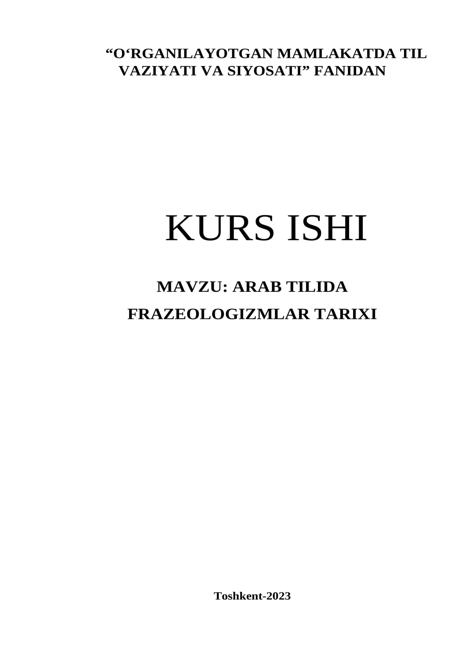KURS ISHI Arab tilida frazeologizmlar tarixi 1
