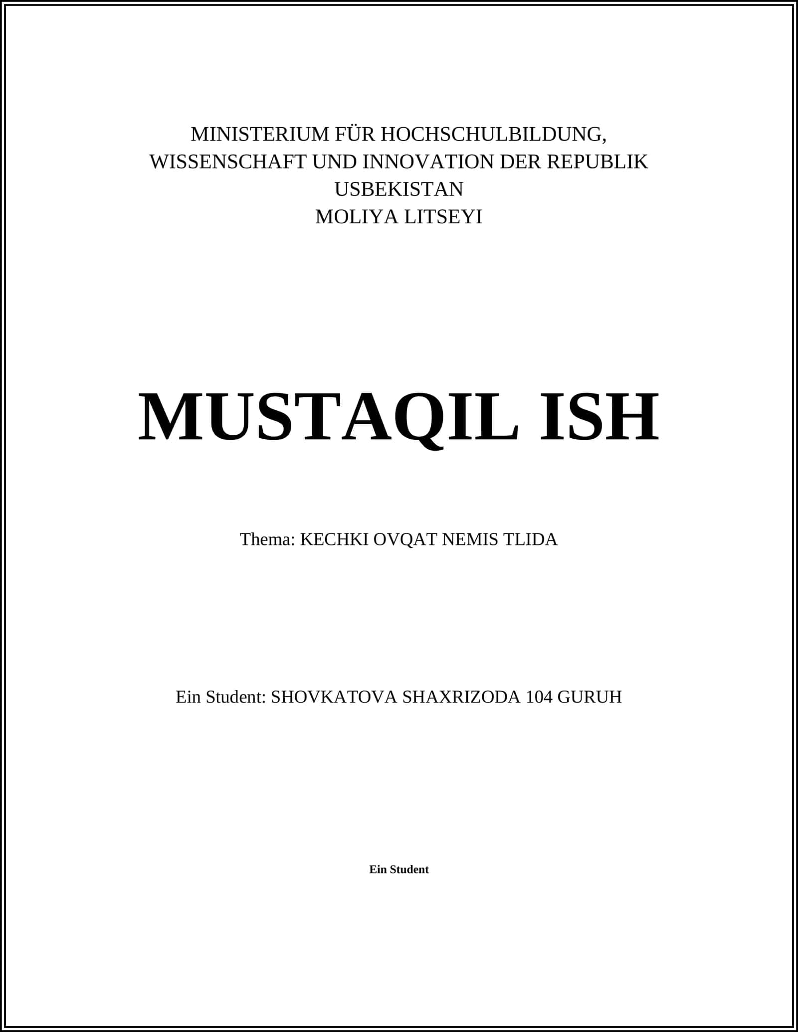 KECHKI OVQAT NEMIS TLIDA 1