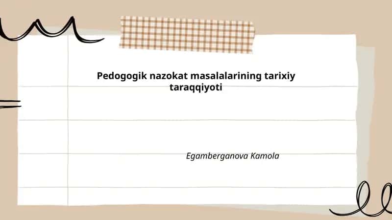 Pedogogik nazokat masalalarining tarixiy taraqqiyoti 1