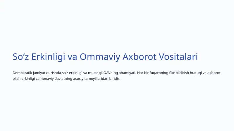 Soʻz Erkinligi va Ommaviy Axborot Vositalari 1