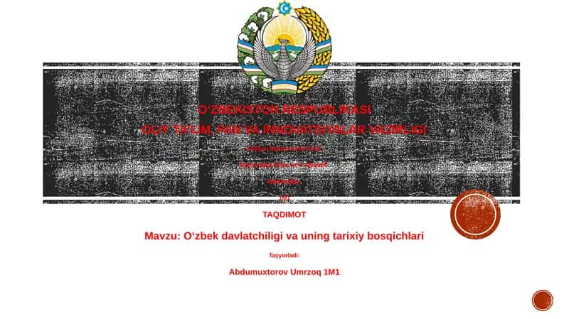 O‘zbek davlatchiligi va uning tarixiy bosqichlari 1