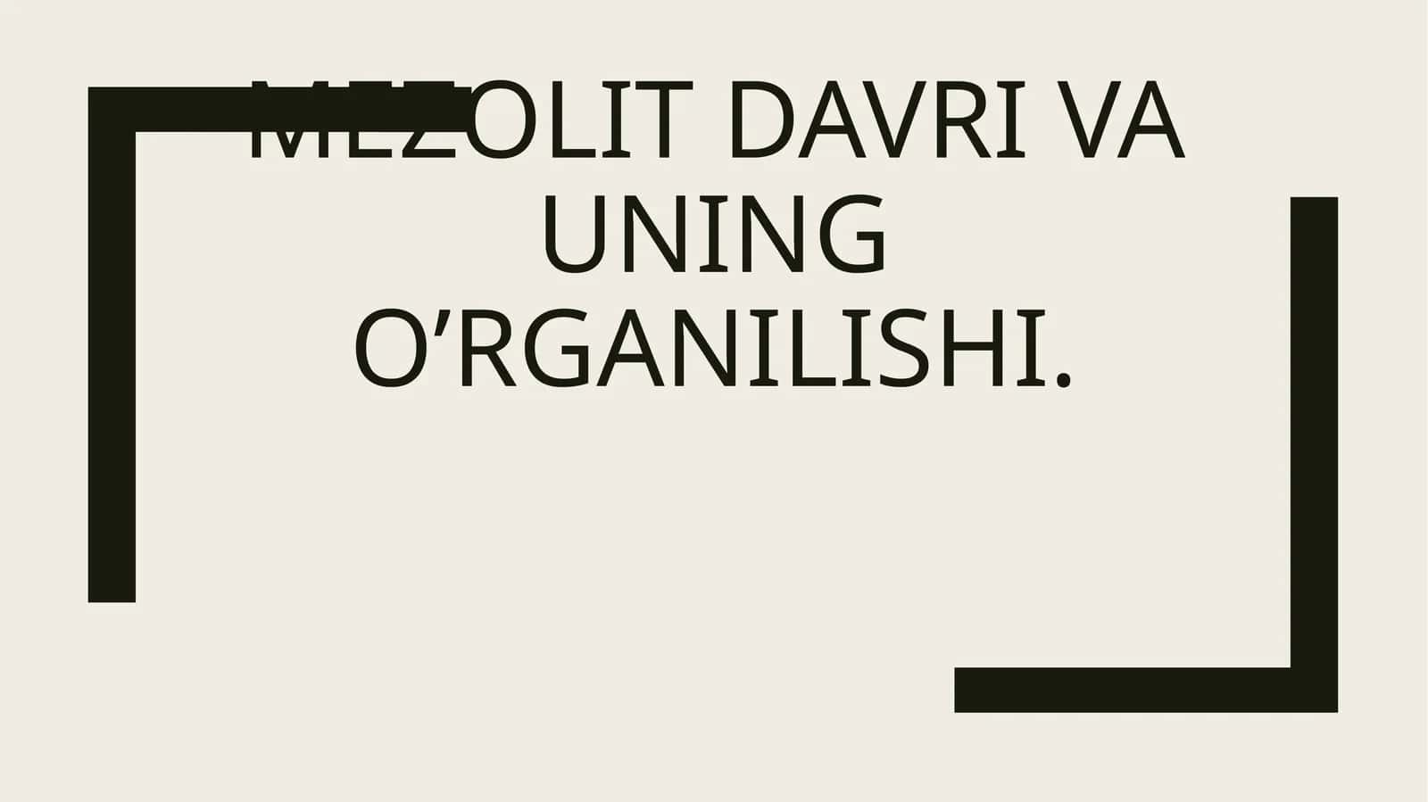 Mezolit davri va uning o'rganilishi 1