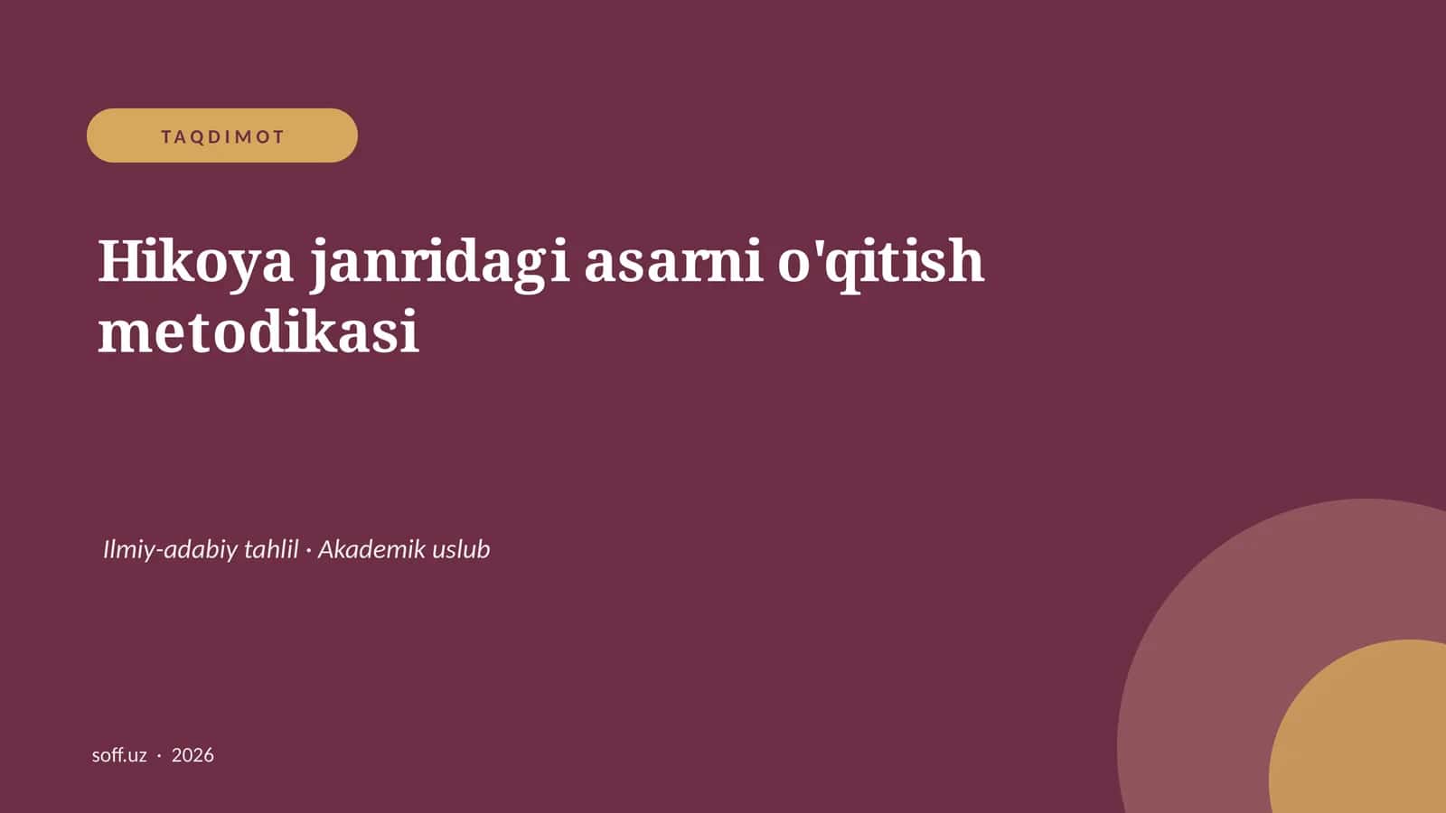 Hikoya janridagi asarni o'qitish metodikasi 1