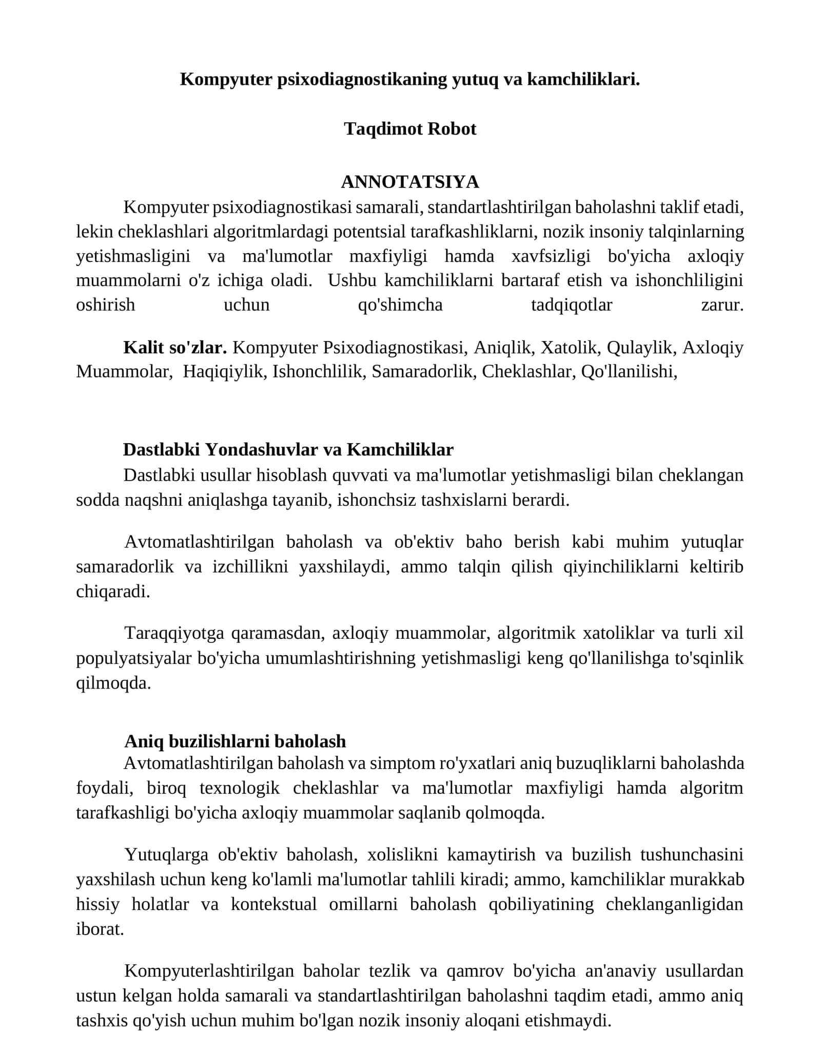 Kompyuter psixodiagnostikasi 1