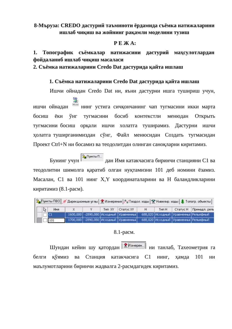 CREDO дастурий таъминоти 1