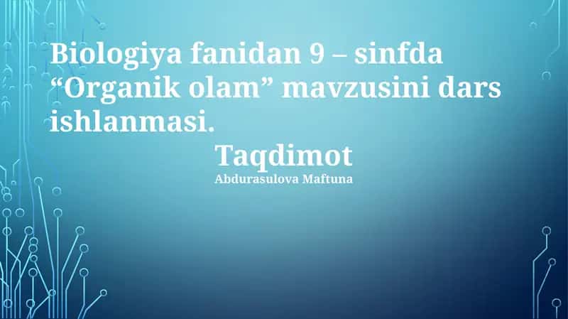 Organik olam 1